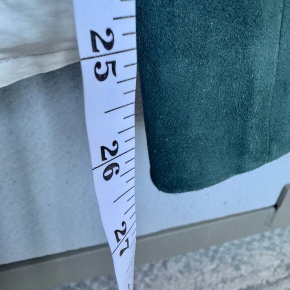 Vince 100% Lamb Leather Suede Forest Green Split Hem Leggings - Picture 11 of 11